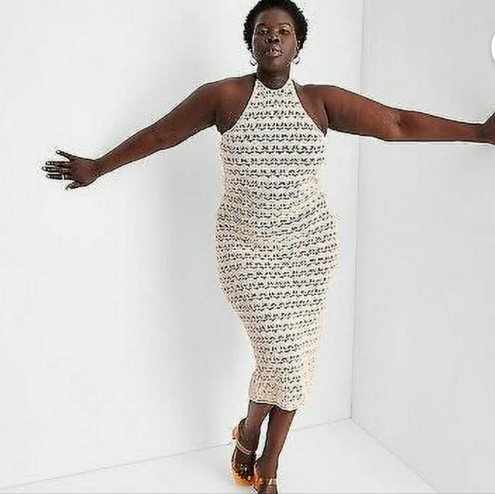 Open Weave Crochet Knit Halter Bodycon Cover-Up/Dress size 2X